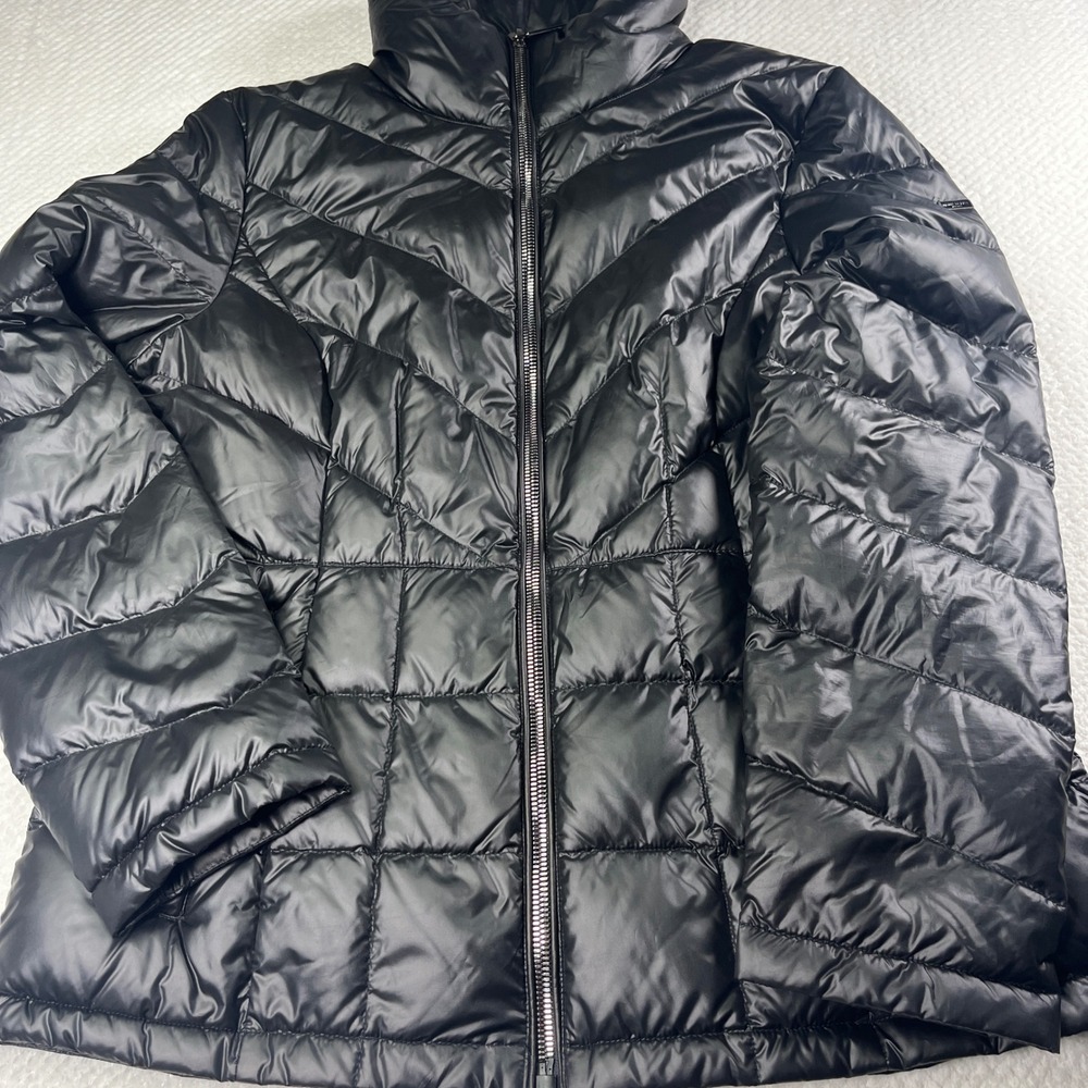 Kenneth Cole New York Black Down Puffer Jacket Women's L Lightweight Quilted